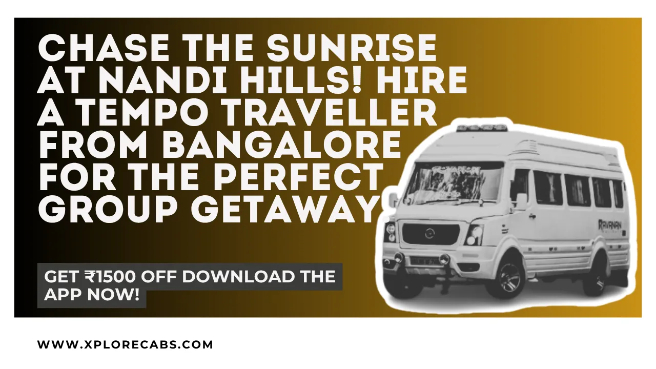 Tempo traveller on the winding road to Nandi Hills at dawn for a sunrise day trip from Bangalore