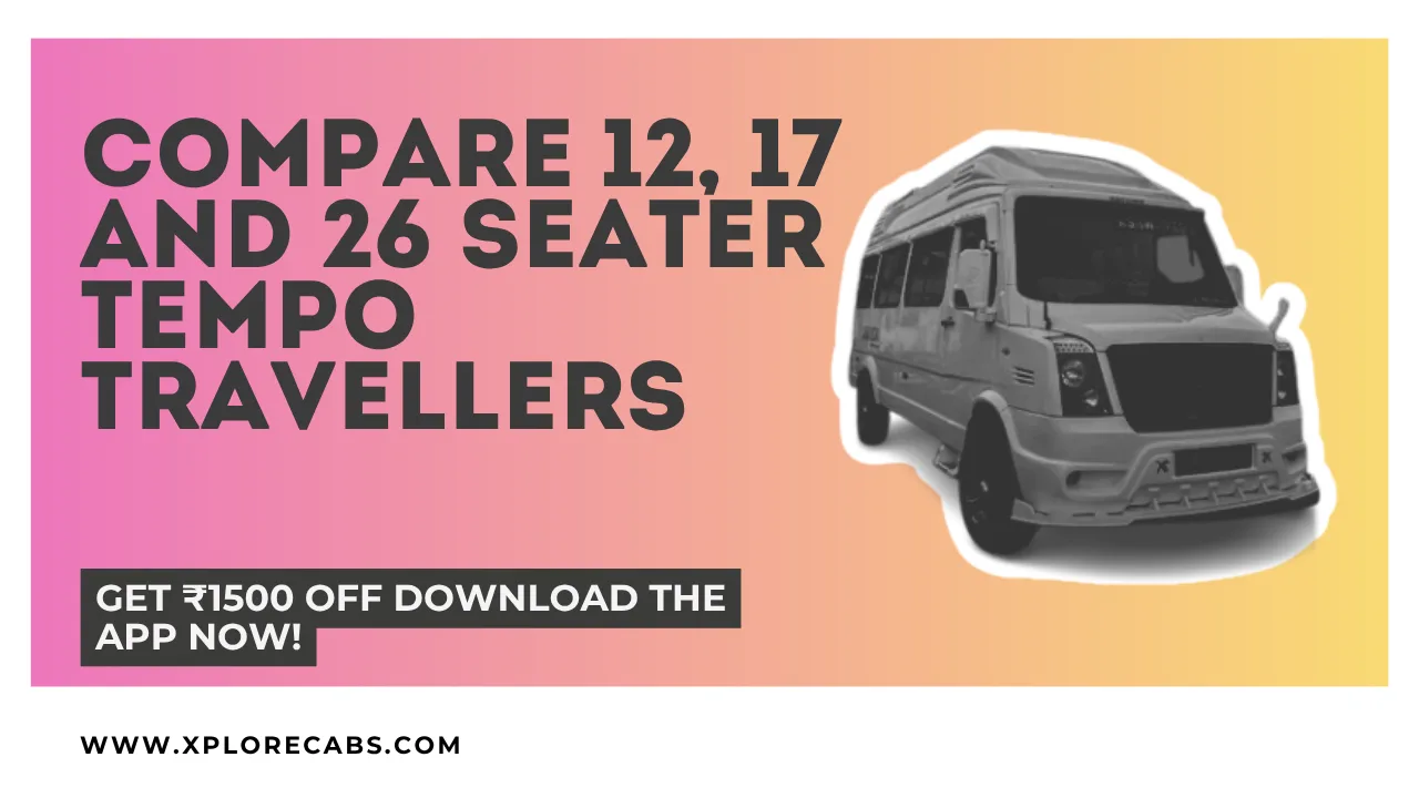 Tempo Traveller comparison guide showing different seating capacities and rental options for group travel from Bangalore