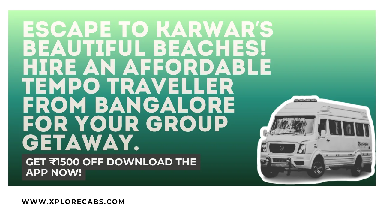 Group tempo traveller parked near Karwar beach with the Kali river estuary and islands
