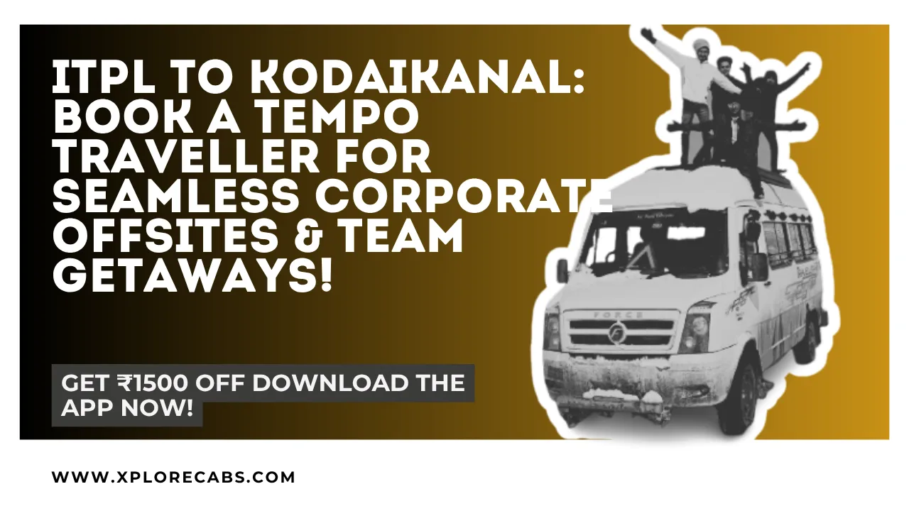 Corporate team boarding a tempo traveller at ITPL Whitefield for a Kodaikanal offsite
