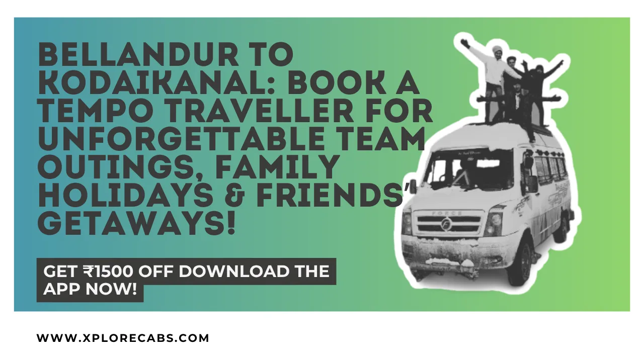 Tempo traveller on the Outer Ring Road at Bellandur Bangalore heading towards Kodaikanal with a group