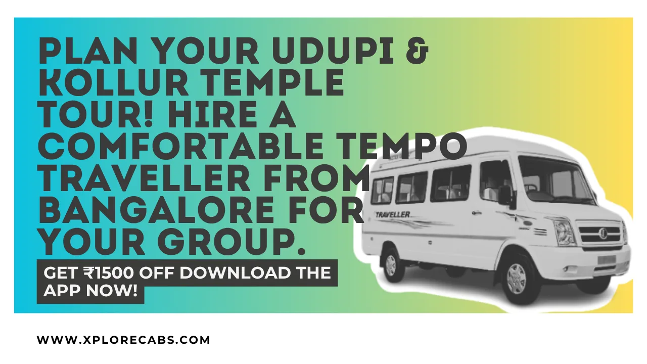 Tempo traveller on a temple tour from Bangalore to Kollur Mookambika and Udupi Sri Krishna Matha