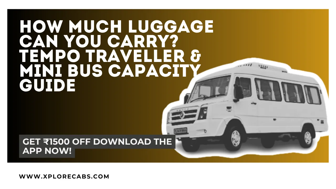 Suitcases and duffel bags being loaded into the rear of a tempo traveller for a group trip