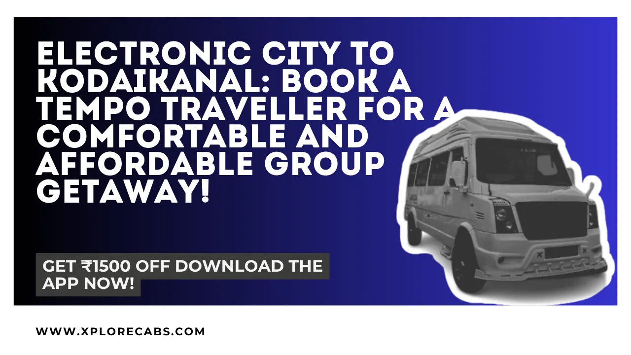 Tempo traveller leaving Electronic City on Hosur Road for a group trip to Kodaikanal