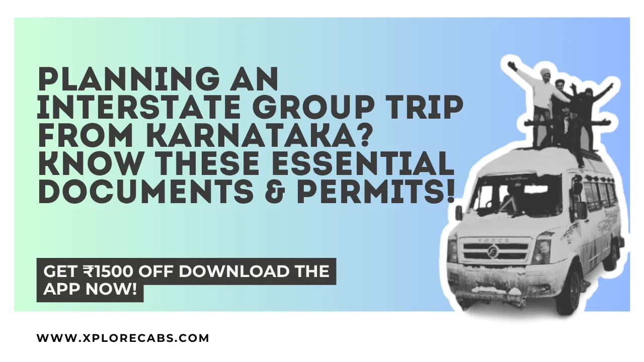 Group vehicle at a state border checkpost on an interstate trip from Karnataka