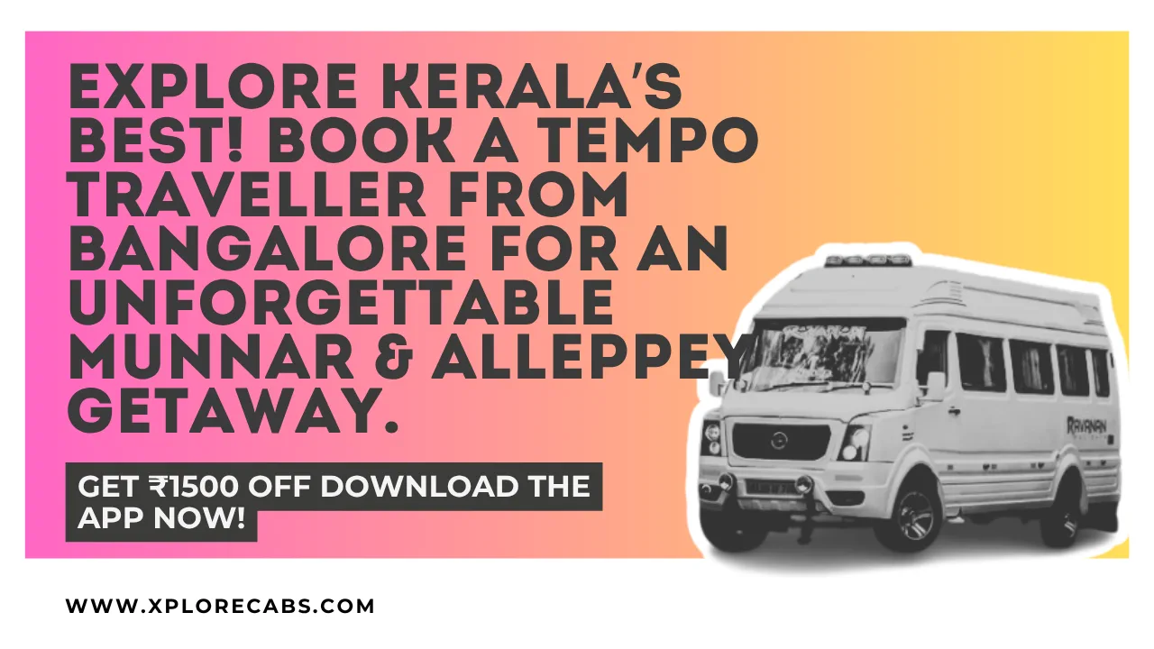 Tempo traveller parked near Alleppey backwaters at the end of a Munnar and Alleppey Kerala tour from Bangalore