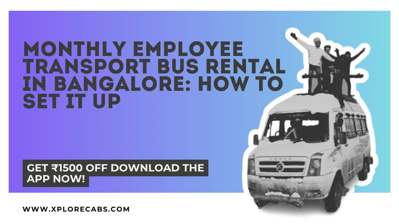 Employee transport bus picking up office staff at a Bangalore pickup point in the morning