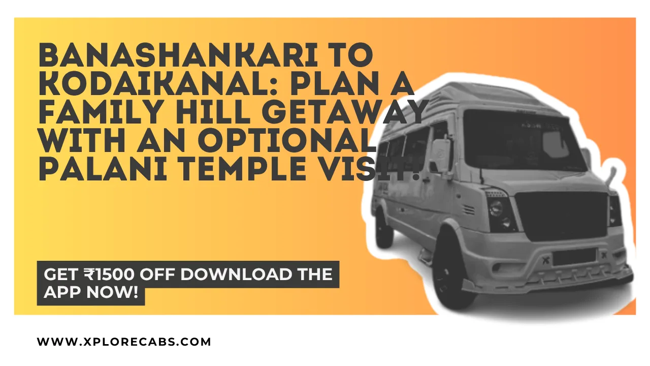 Family boarding a tempo traveller near Banashankari temple Kanakapura Road for a Kodaikanal and Palani trip