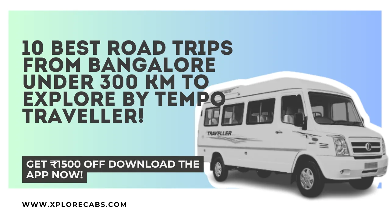 Tempo traveller on a highway during a road trip from Bangalore under 300 km