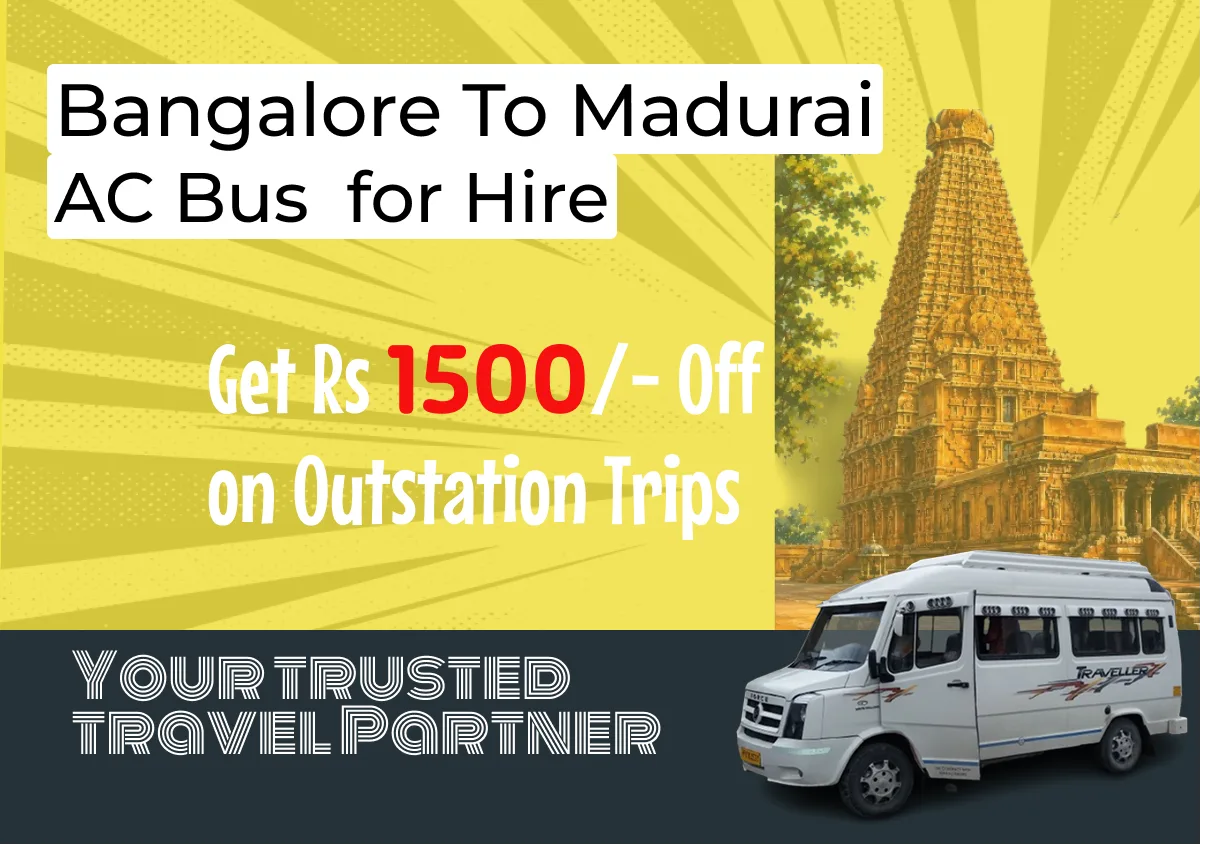 20 Seater Bus for Rent from Bangalore to Madurai Get 1500 Off